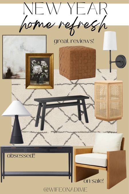 Inspo for a new year home refresh! ✨ I love starting out the year feeling clean and refreshed with a couple new staple pieces around the house! Roundup includes modern lamp, leather pouf, wall sconce, black console table, wall art, rattan side table and more!

Target home finds, target finds, target inspo, modern home decor, simple home decor, home decor finds, black and gold home decor, modern century 

#LTKsalealert #LTKhome #LTKstyletip