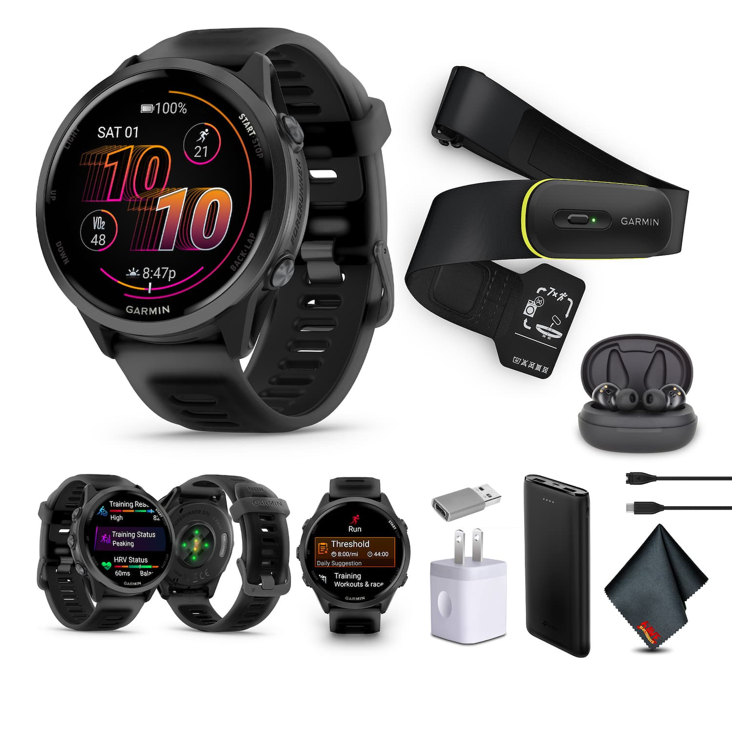 Garmin - Forerunner 570 – 47MM, Black​​ , Air Pro TWS Truly Wireless EarBuds - Black - (2025) | Best Buy U.S.