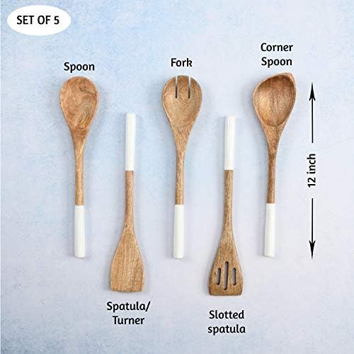 Folkulture Wooden Spoons for Cooking Set for Kitchen, Non Stick Cookware Tools or Utensils Includes  | Amazon (US)