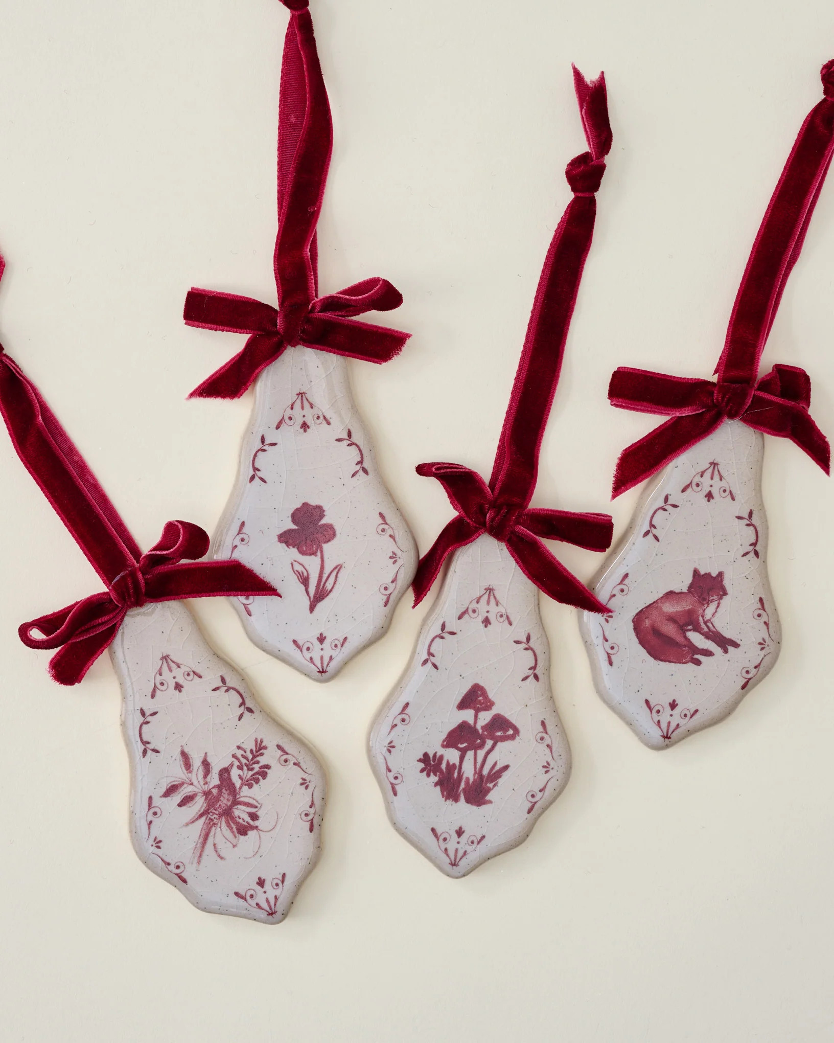 Heirloom Noel Ceramic Tile Ornaments, Set of 4 | Magnolia