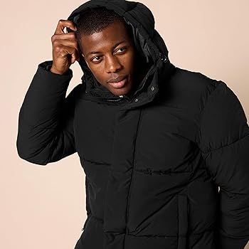 Amazon Essentials Men's Recycled Polyester Mid-Length Hooded Puffer (Available in Big & Tall) | Amazon (US)