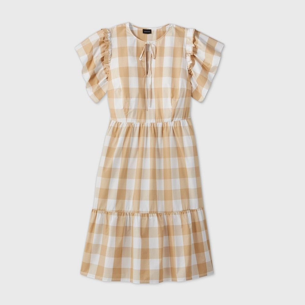 Women's Plus Size Plaid Short Sleeve Dress - Who What Wear Cream 2X, Ivory | Target