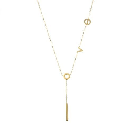 LUREME Women's Stainless Steel Love Y Shaped Necklace Circle Lariat Necklace (nl005577) | Amazon (US)