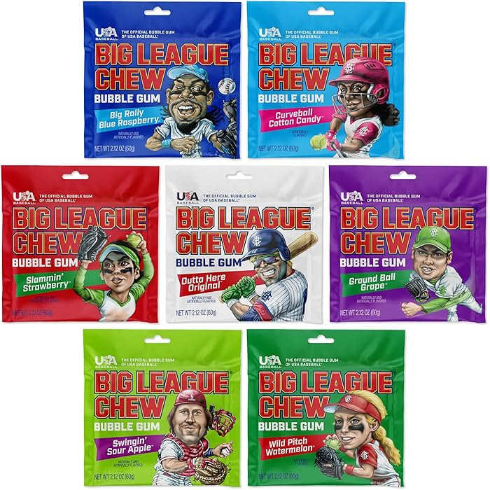 Big League Chew Bulk Baseball Gum Variety Pack - 7 Baseball Candy Flavors in 2.12oz Packets - Big... | Amazon (US)