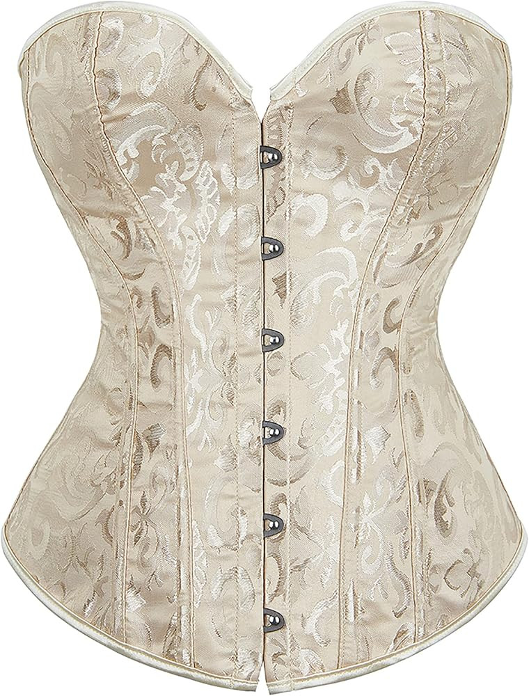 Alivila.Y Fashion Womens Vintage Floral Denim Overbust Corset Bustier Top | Amazon (US)