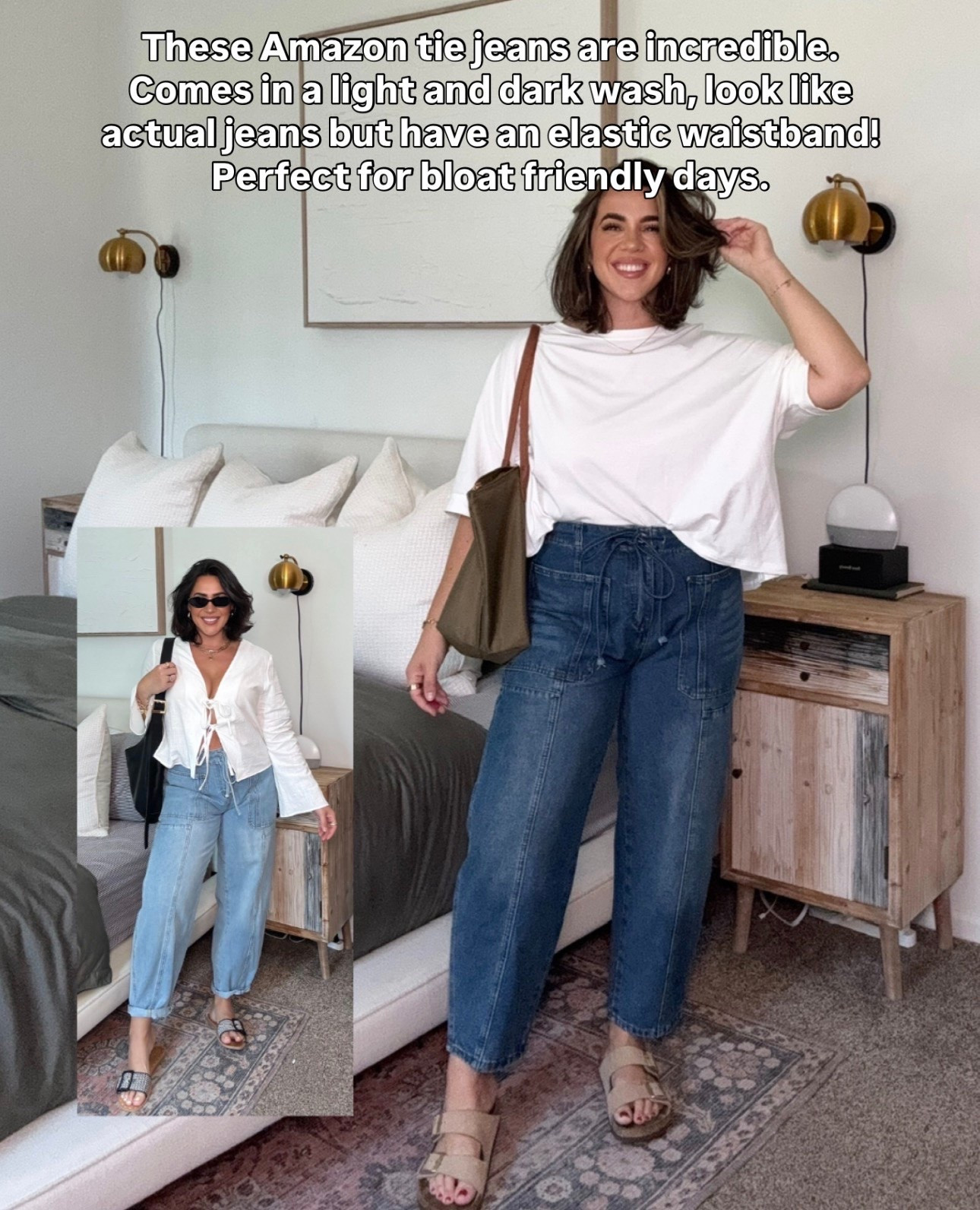 The Amazon tie jeans I've had for 3+ years. Elastic waistband, stretchy, comfy & so easy to wear. I highly recommend! Size L

#LTKootd #LTKSeasonal #LTKMidsize