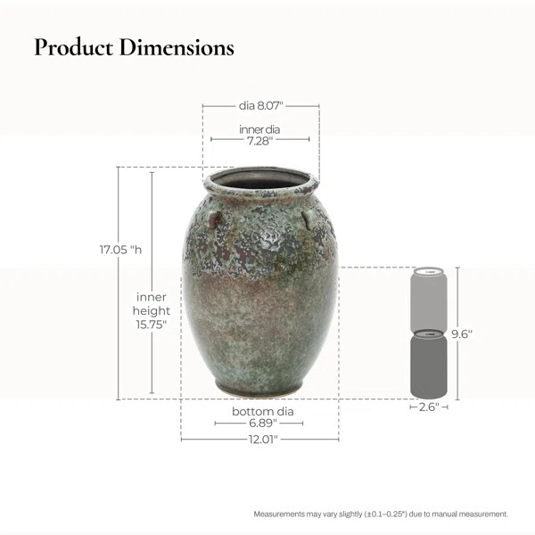 Antiqued Terracotta Vase, Rustic 17" Green & Brown Decorative Jar for Home Decor | Wayfair North America