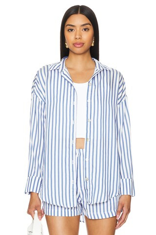 Boyfriend Button Down in Bahia Breeze Stripe | Revolve Clothing (Global)