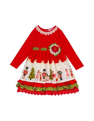 Toddler Girls Nutcracker Border Printed Dress | Belk