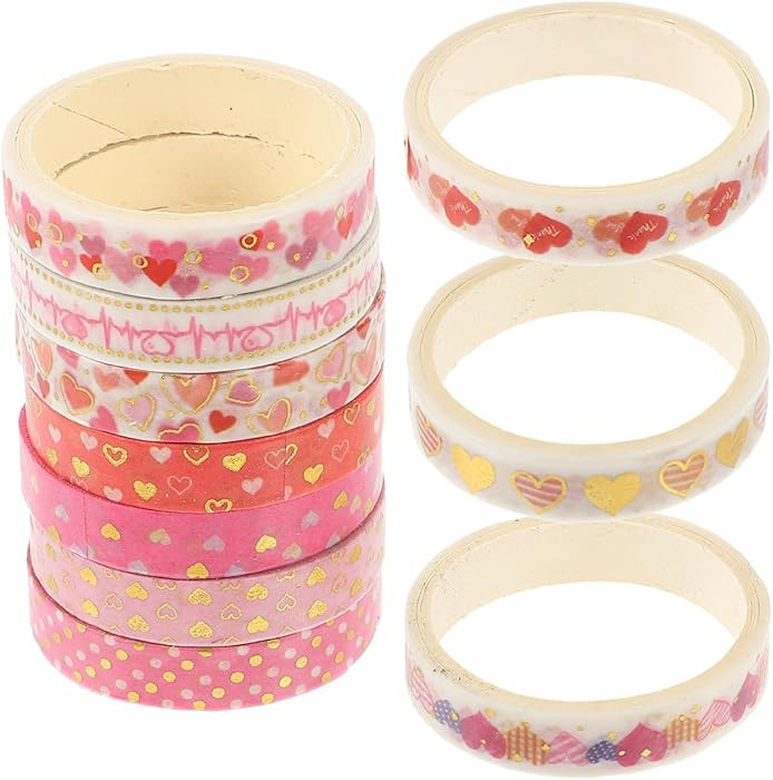 Valentine Washi Tape 10 Rolls Gold Foil Heart Adhesive Decorative Tape for Journals Scrapbooks Pl... | Amazon (UK)