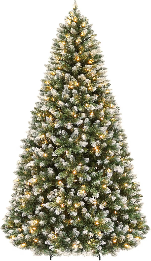Hykolity 6 ft Pre-lit Artificial Snow Flocked Christmas Tree, 250 LED Warm White Lights, 1032 PVC... | Amazon (US)