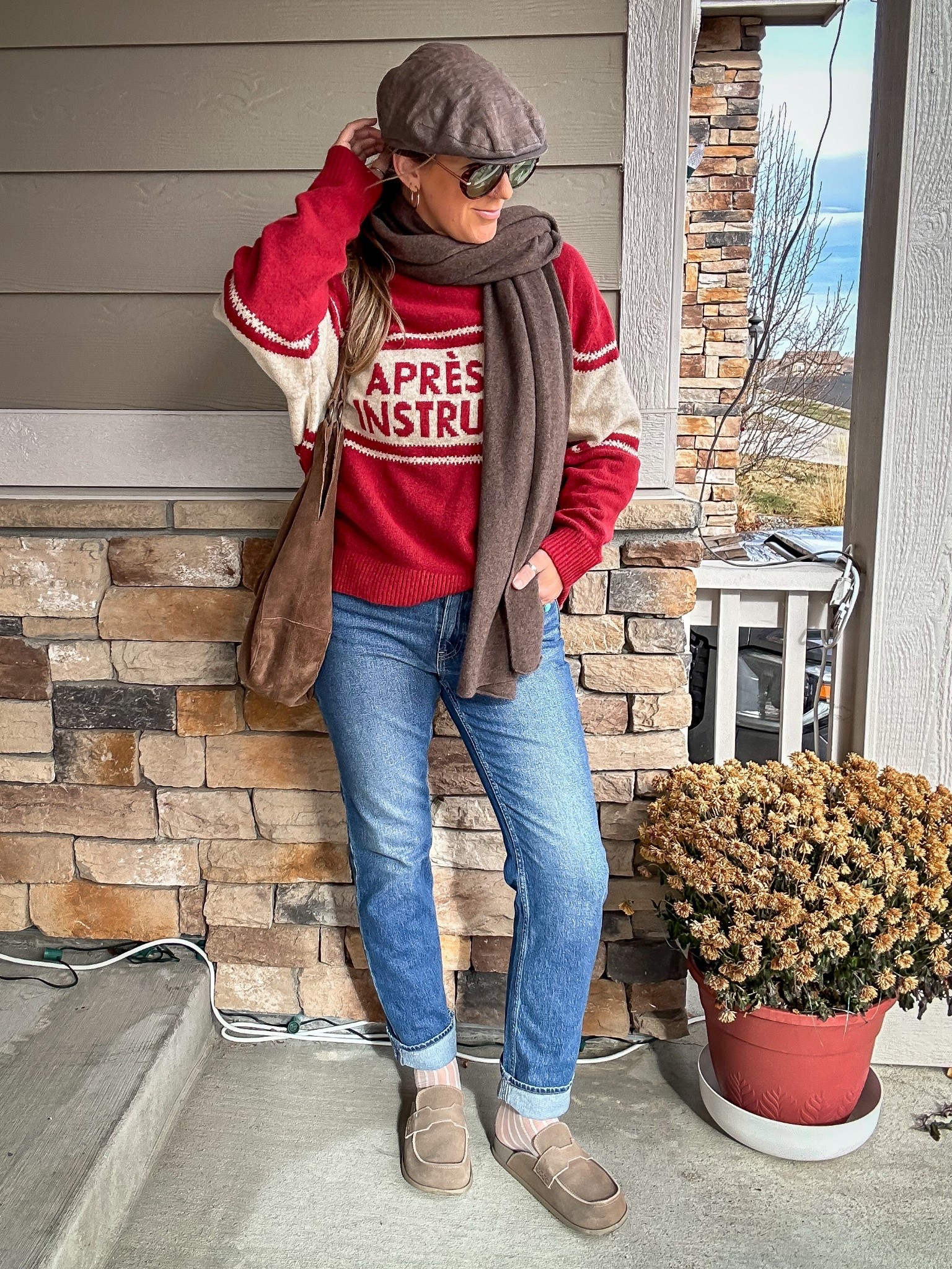 Large sweater, 30 long jeans (also come in tall) 11 mules 

#LTKootd #LTKOver40 #LTKTall