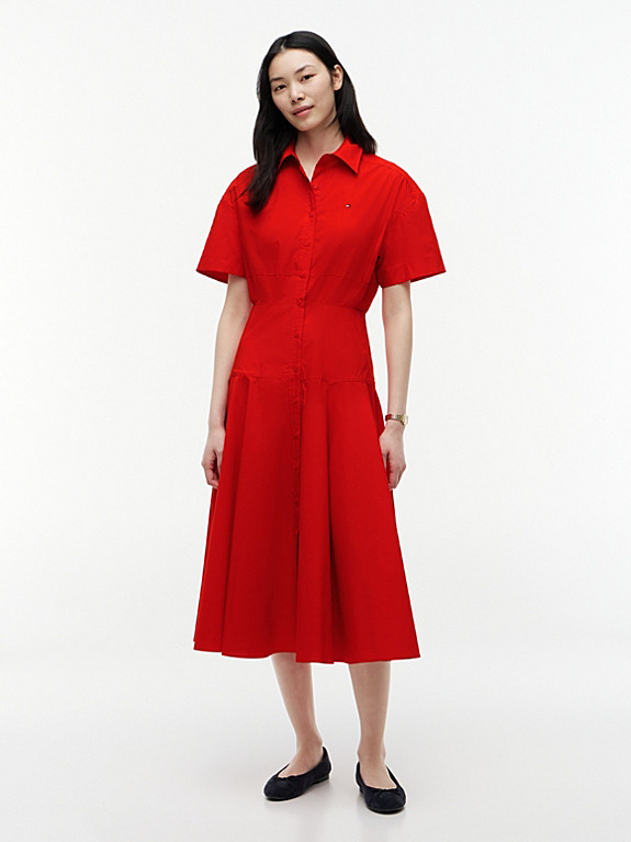 Fit And Flare Poplin Midi Shirt Dress | Tommy Hilfiger UK