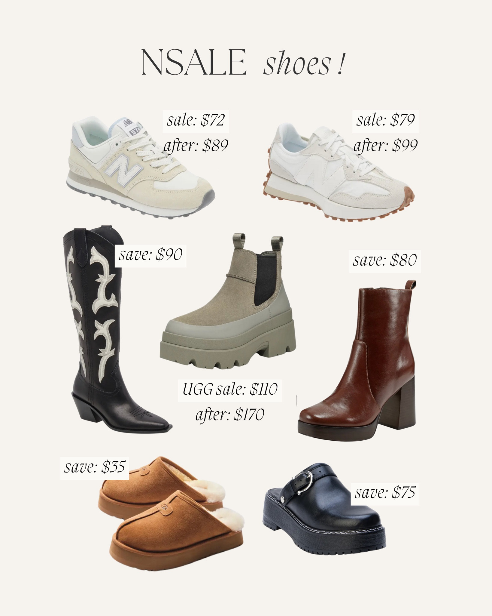 Fall shoes on sale - log into your Nordstrom account to access when you can shop the sale 🫶🏼 New balance sneakers, ugg slippers, ugg rack boots and boots for fall fashion  

#LTKxNSale #LTKsalealert #LTKshoecrush