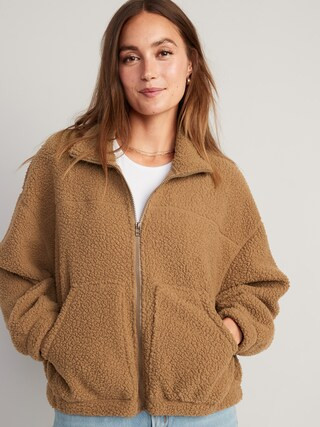 Slouchy Sherpa Zip Jacket for Women | Old Navy (US)