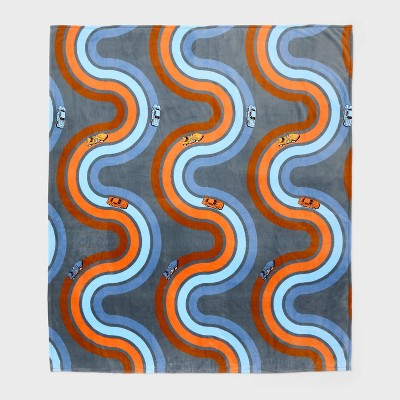 Hot Wheels Retro Car Tracks Faux Shearling Kids' Bed Blanket Gray - Hot Wheels by Pillowfort™ | Target