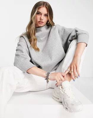 Nike Phoenix Fleece mock neck sweatshirt in gray - GRAY | ASOS (Global)