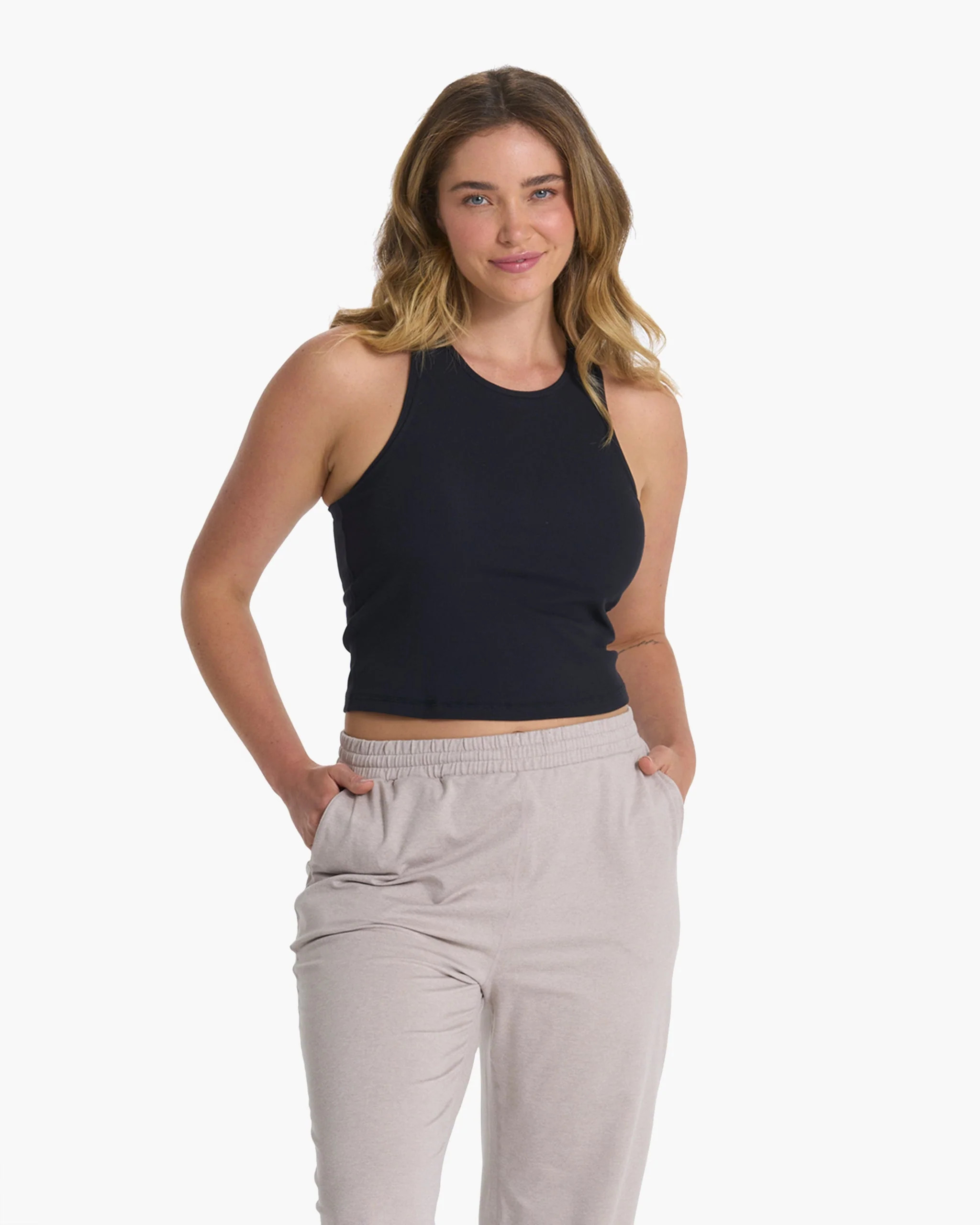Elevation Plyo Tank | Black High-Neck Cropped Tank | Vuori | Vuori Clothing (US & Canada)