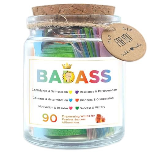 Badass Affirmation Jar, Inspirational Gift, Daily Affirmations for Women, Funny Affirmation Cards, Birthday Gifts for Her, Women, Valentines Day Gifts | Amazon (US)