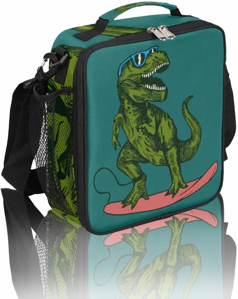 Insulated Lunch Bag for Kids Girls Boys Summer Dinosaur Surf Lunch Box With Shoulder Strap Reusab... | Amazon (US)