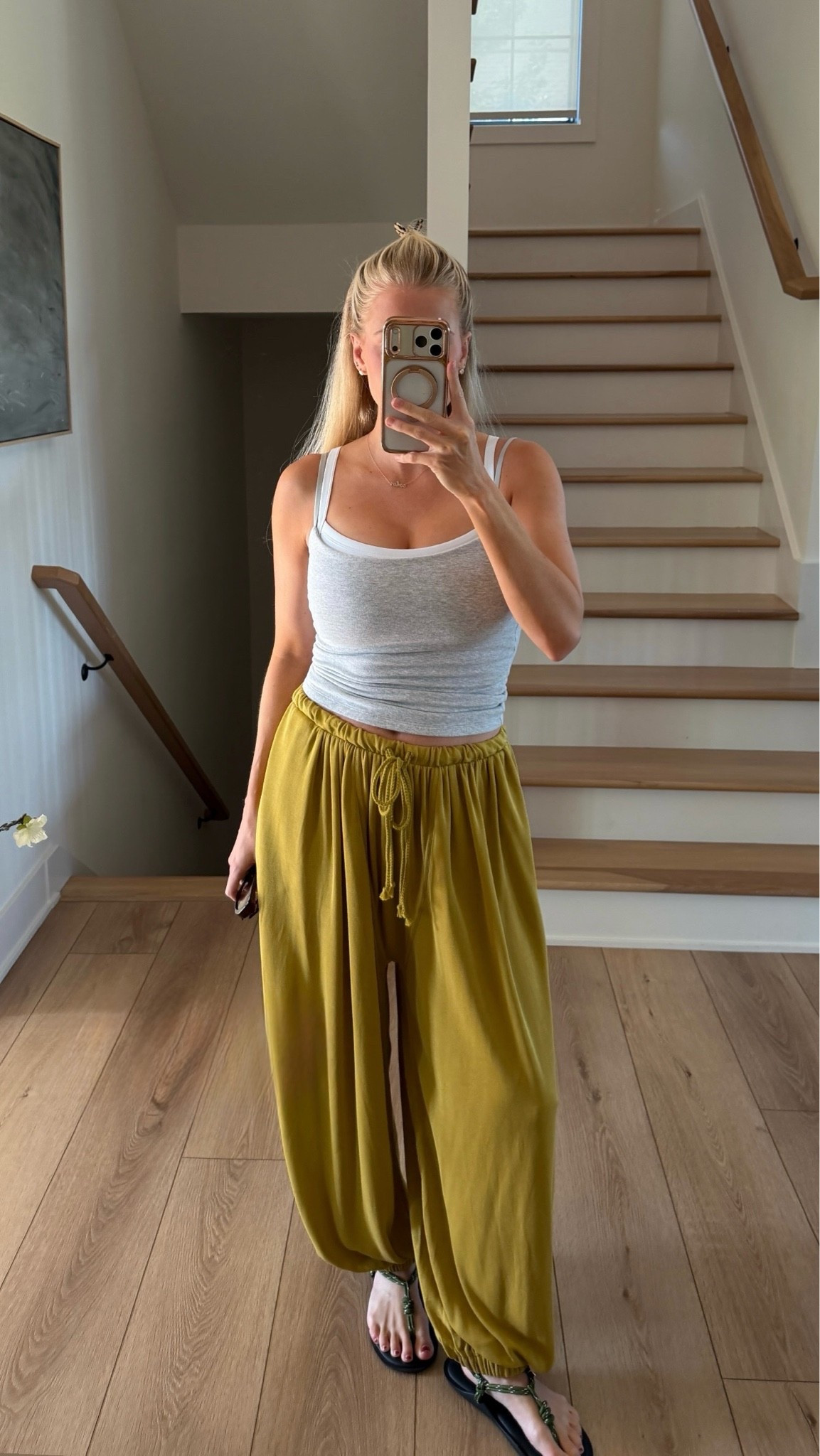 SIZE: Medium in tank, bra, & pants, true size in shoes! #kathleenpost

Walking outfit, casual summer look, balloon pant outfit, postpartum look, newborn phase

#LTKootd #LTKmomlife #LTKBaby
