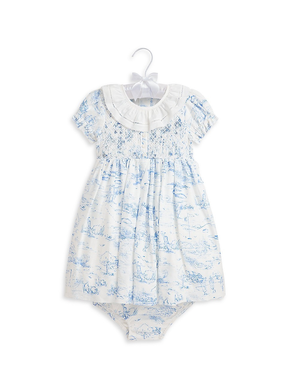 Baby Girl's Linen Smocked Toile Dress - Blue - Size 12 Months | Saks Fifth Avenue
