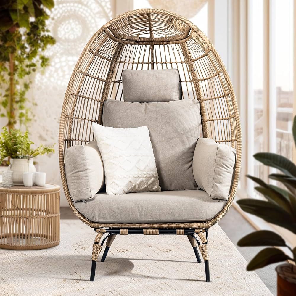 Bme Heavy Duty 500 Lbs Capacity Oversized Wicker Egg Chair for Outside, UV 2000 Hours Material wi... | Amazon (US)