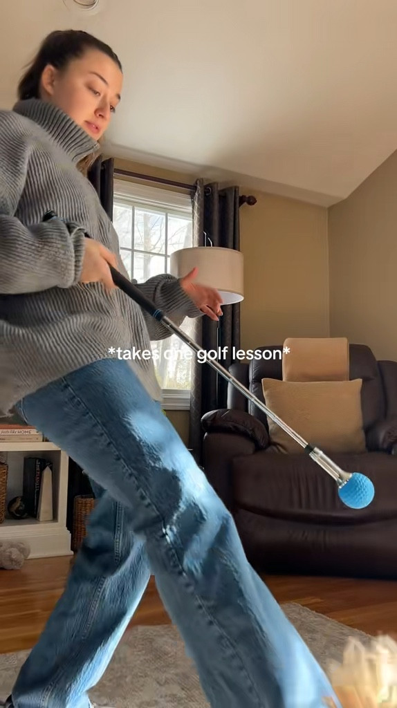 Great at home, beginner golf simulator! 🏌🏼‍♀️🩵  

#LTKMens #LTKFitness #LTKActive