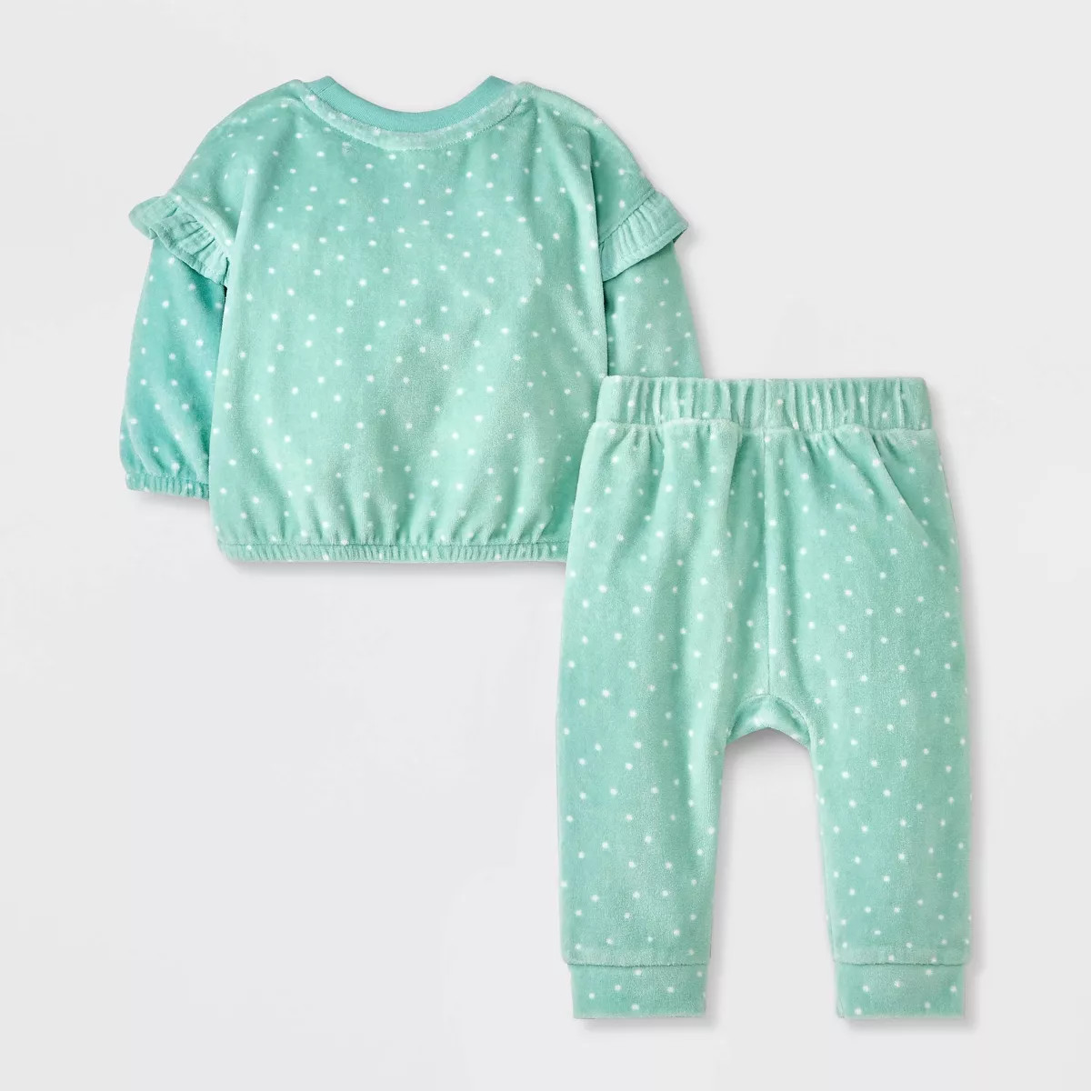 Baby Girls' Mint Velour Top & Bottom Set - Cat & Jack™ Light Green | Target