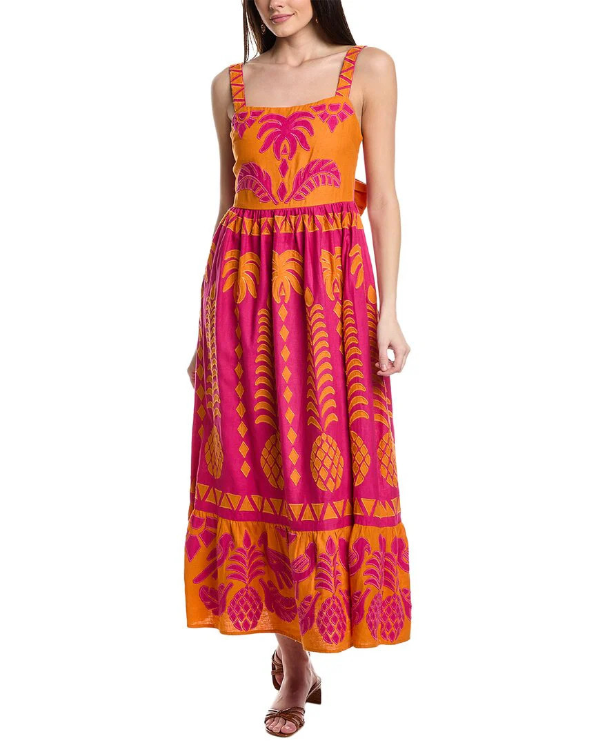 FARM Rio Pineapple Love Cutwork Linen-Blend Maxi Dress | Shop Simon