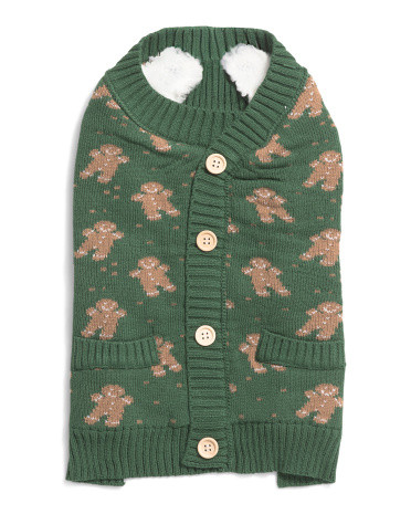 Gingerman Christmas Pet Cardigan, Acrylic | TJ Maxx