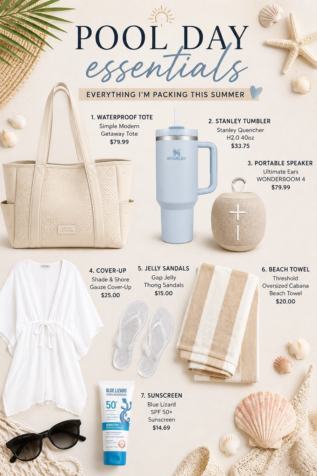 Pool days are officially here ☀️🏖️

Whether we’re headed to the neighborhood pool or packing up for a beach day, these are the items that ALWAYS make it into my bag. Practical, cute, and mom-approved for long summer days.

✨ Waterproof tote
✨ Favorite tumbler
✨ Lightweight cover-up
✨ Jelly sandals
✨ Oversized beach towel
✨ Reef-safe sunscreen
✨ Portable speaker