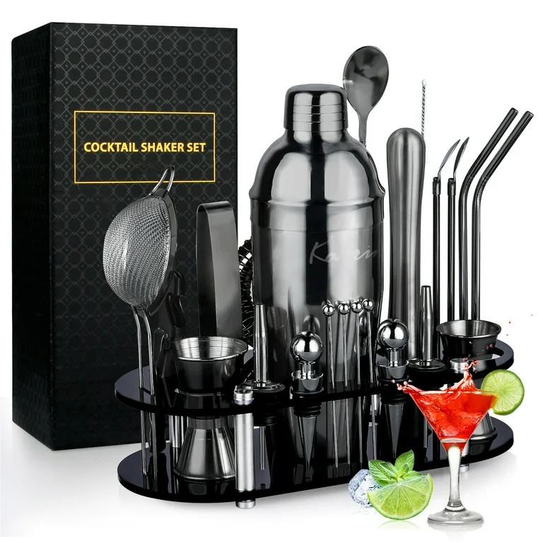 Kalrin Bartender Kit, 25-Piece Cocktail Shaker Set Stainless Steel Bar Tools with Acrylic Stand, ... | Walmart (US)