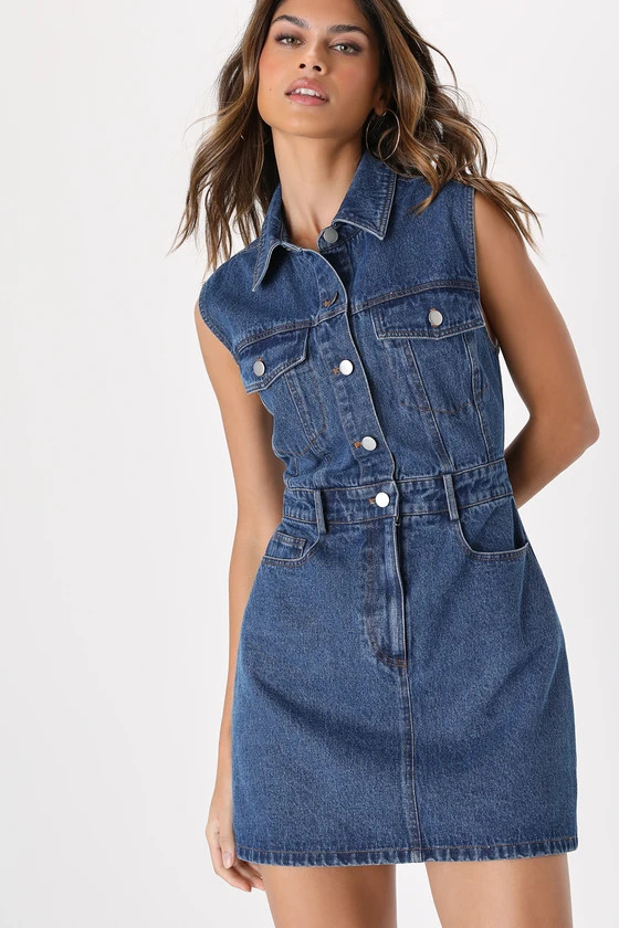 Ready to Charm Medium Wash Denim Mini Dress | Lulus