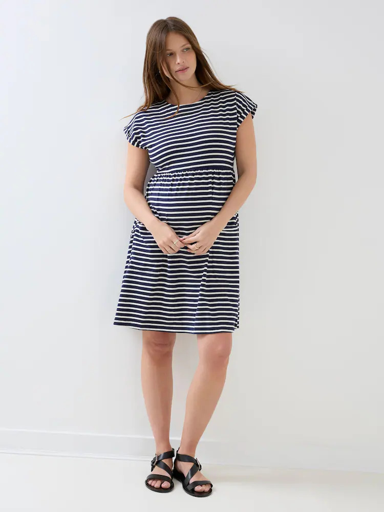 JoJo Maman Bébé Blue Short Sleeve Pocket Detail T-Shirt Mini Dress | Next US