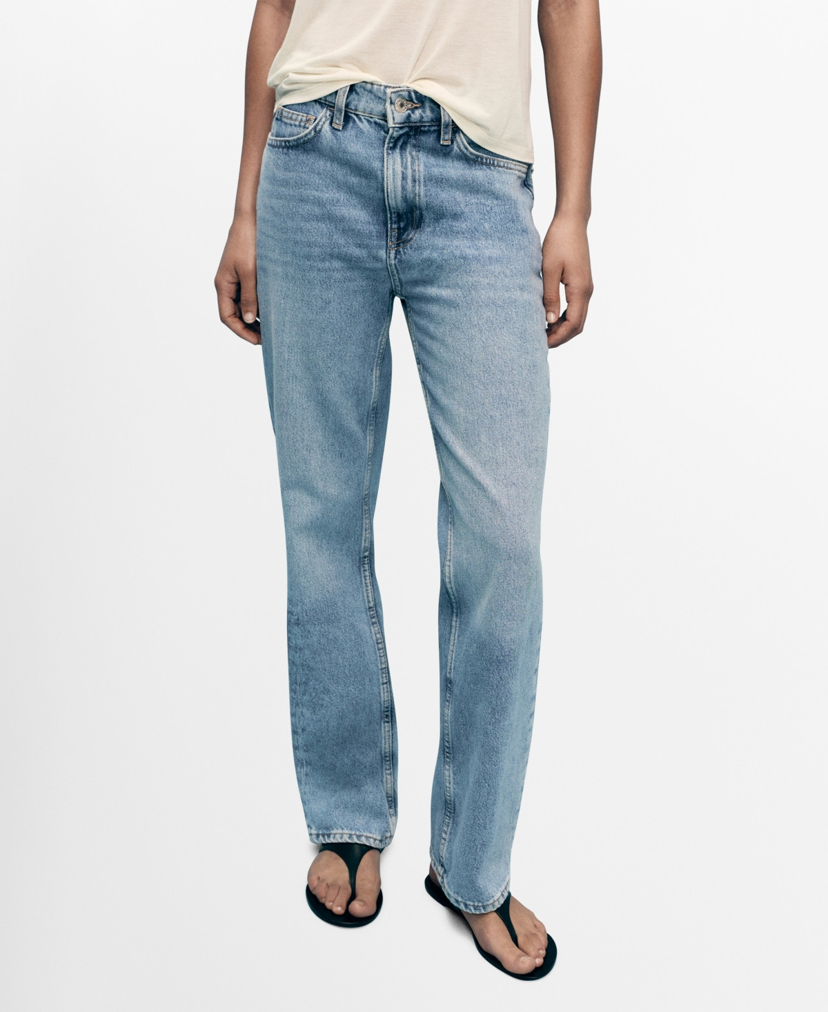 Mango Women's Matilda Medium-Rise Straight-Fit Jeans - Medium Blue | Macy's