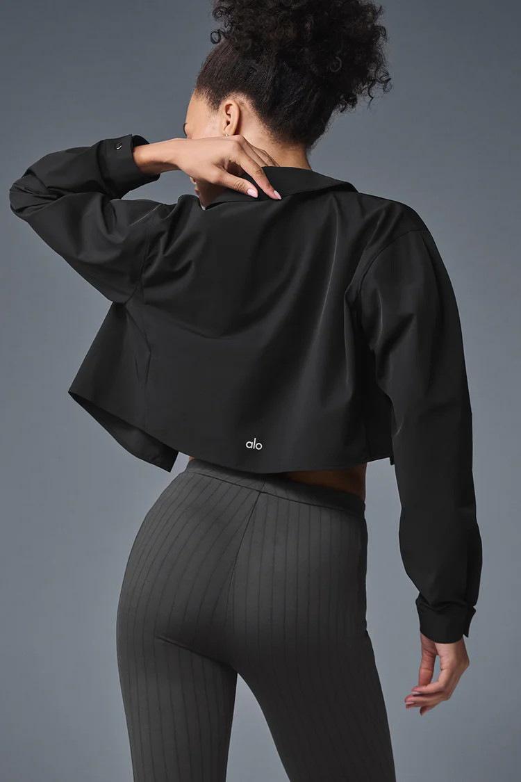 Cropped Take Me Out Button Up - Black | Alo Yoga (US)