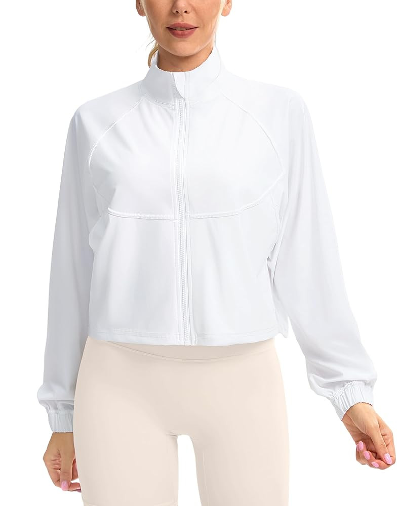 Women's Athletic Workout Jacket Lightweight UPF 50+ Long Sleeve Sun Protection Shirts Zip Up Crop... | Amazon (US)