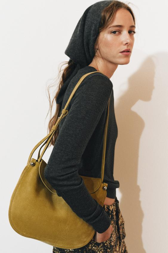 Zara - Leather Crossbody Bag With Flap - Lime Green - One Size Only - Woman | Zara US