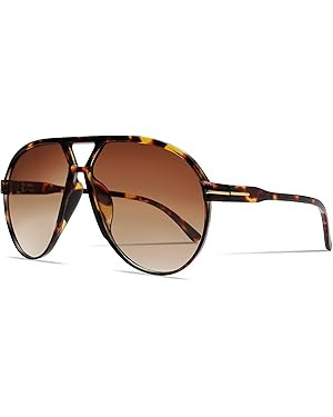 Retro Aviator Sunglasses for Women Men Oversized Classic 70s Vintage Trendy Tangle Free Square Av... | Amazon (US)
