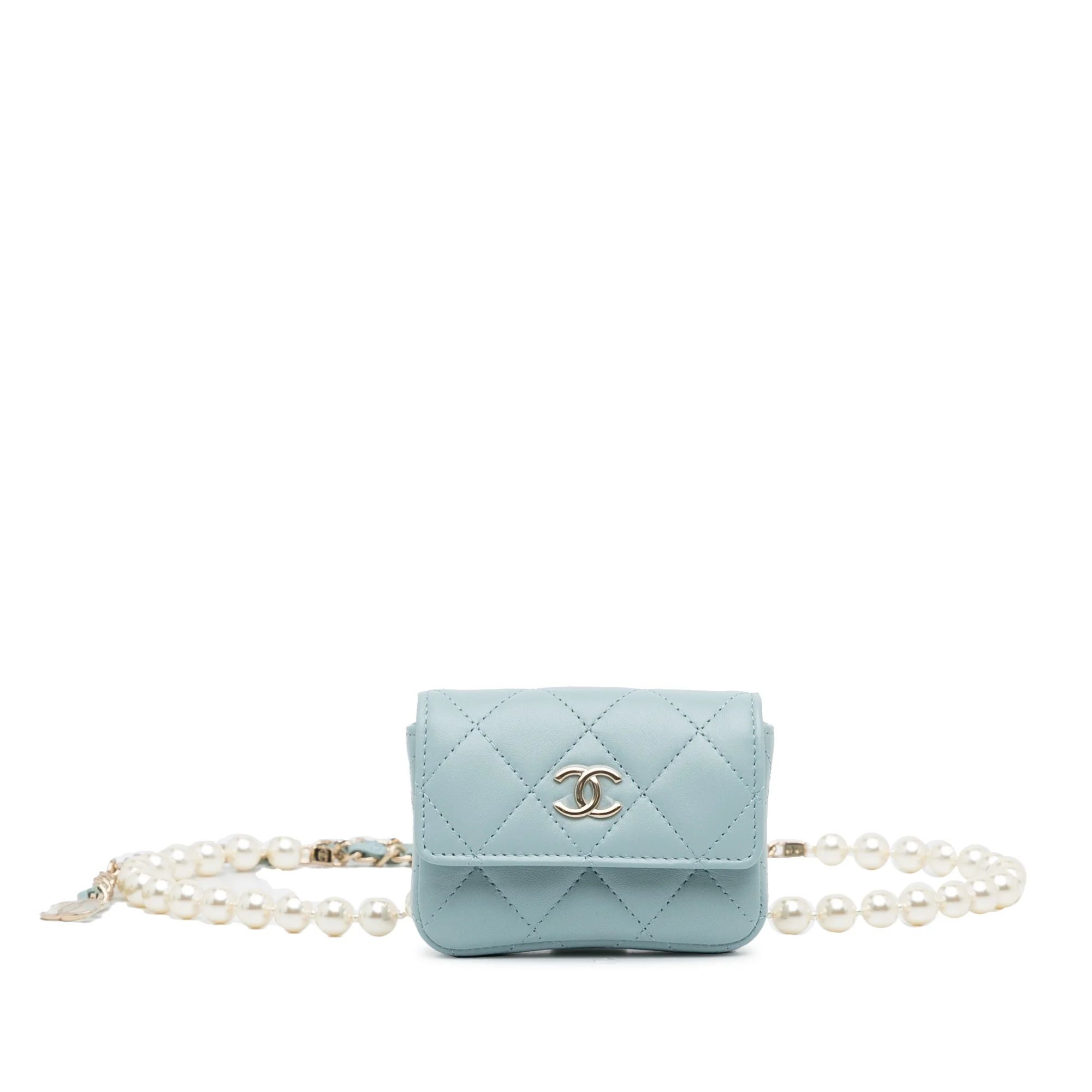 Pre-Owned Authenticated Chanel Pearl Belt Bag Lambskin Leather Blue Unisex (New with Defects) - W... | Walmart (US)