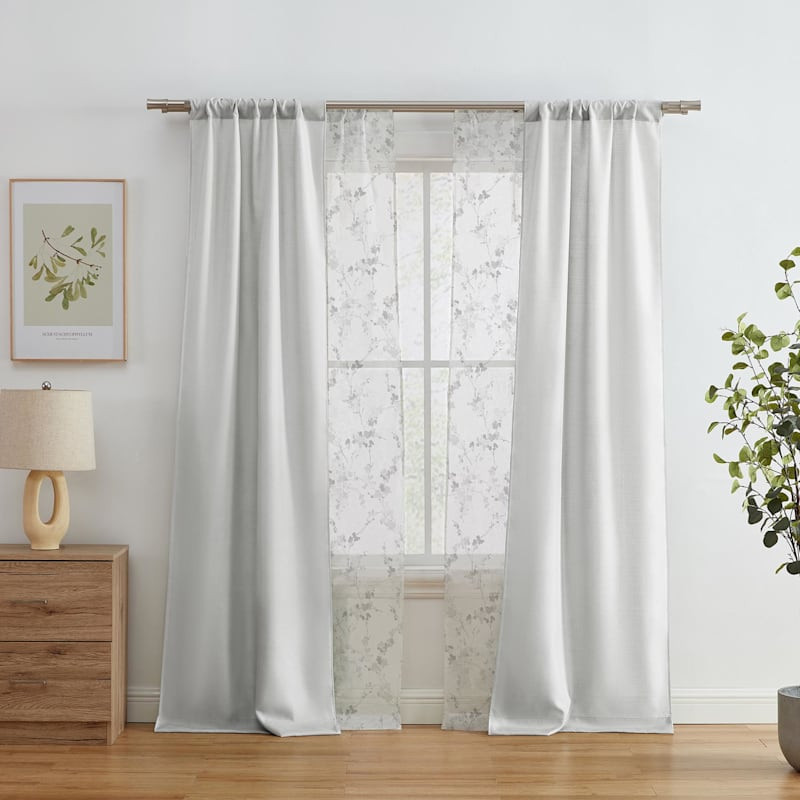 4-Pack Ryder & Greenwood Light Grey Light Filtering Curtain Panel Set, 84" | At Home