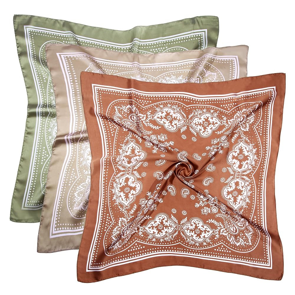 3 Pcs 27.5 Inches Satin Head Scarf Hair Scarf Silk Head Scarf Silk Bandana Silk Hair Wrap Neck Sc... | Amazon (US)