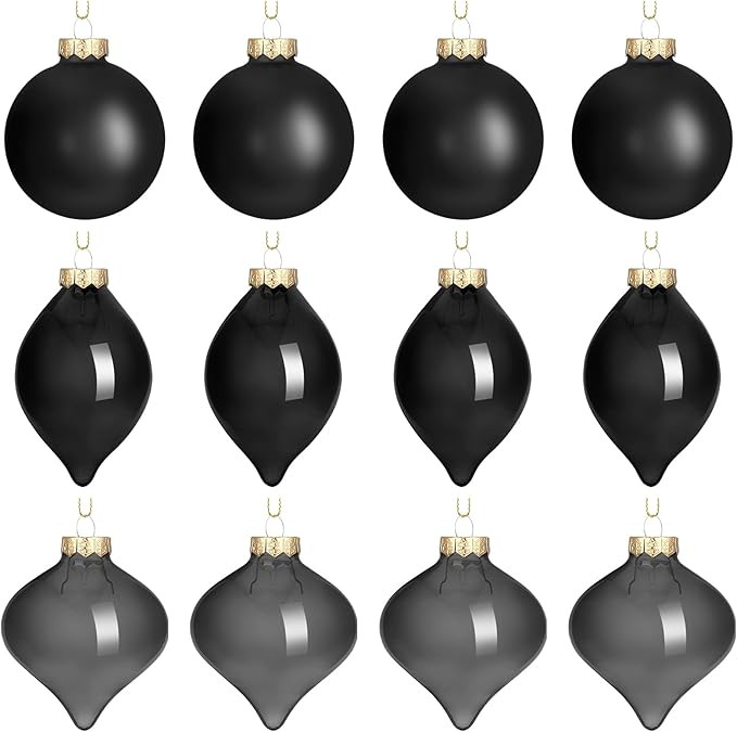 Zomiboo 12 Pcs Black Glass Christmas Ball Ornaments Set 3.15" Hanging Shatterproof Glass Bulbs fo... | Amazon (US)