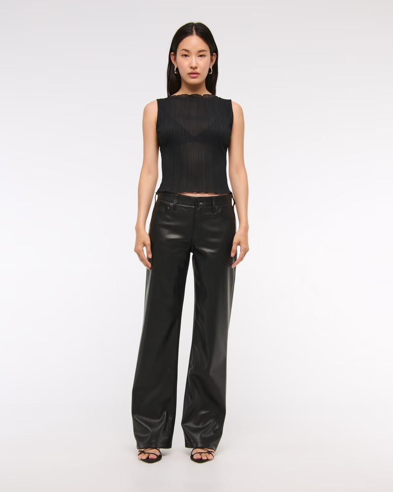 Women's Vegan Leather Low Rise Baggy Pant | Women's Party Collection | Abercrombie.com | Abercrombie & Fitch (US)