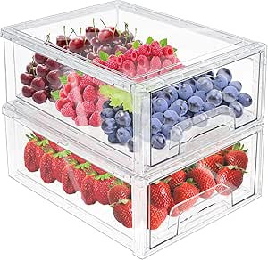 MANO 2Pack Clear Fridge Drawers Pull Out Stackable Refrigerator Drawer Organizer Bins Pantry Stor... | Amazon (US)
