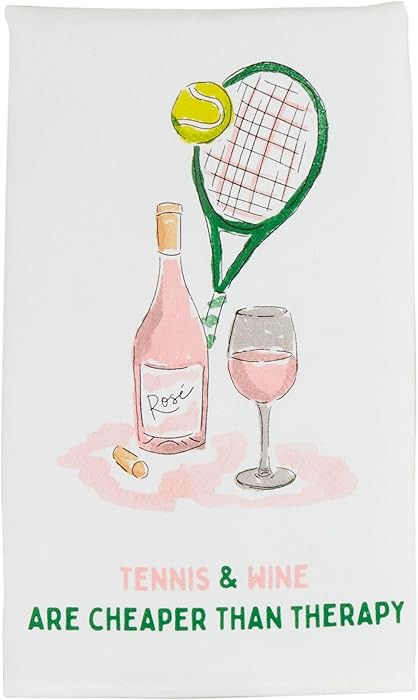 Mud Pie Tennis Wine Pro Shop Towel; 26" x 16 1/2" | Amazon (US)