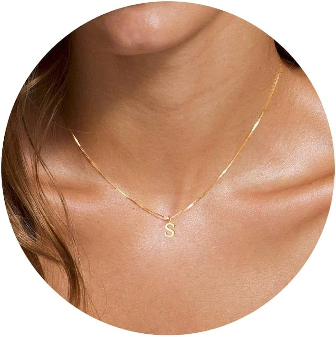 Foxgirl Gold Initial Necklaces for Women Girls, Dainty Gold Letter Necklace Tiny A-Z Pendant Chok... | Amazon (US)