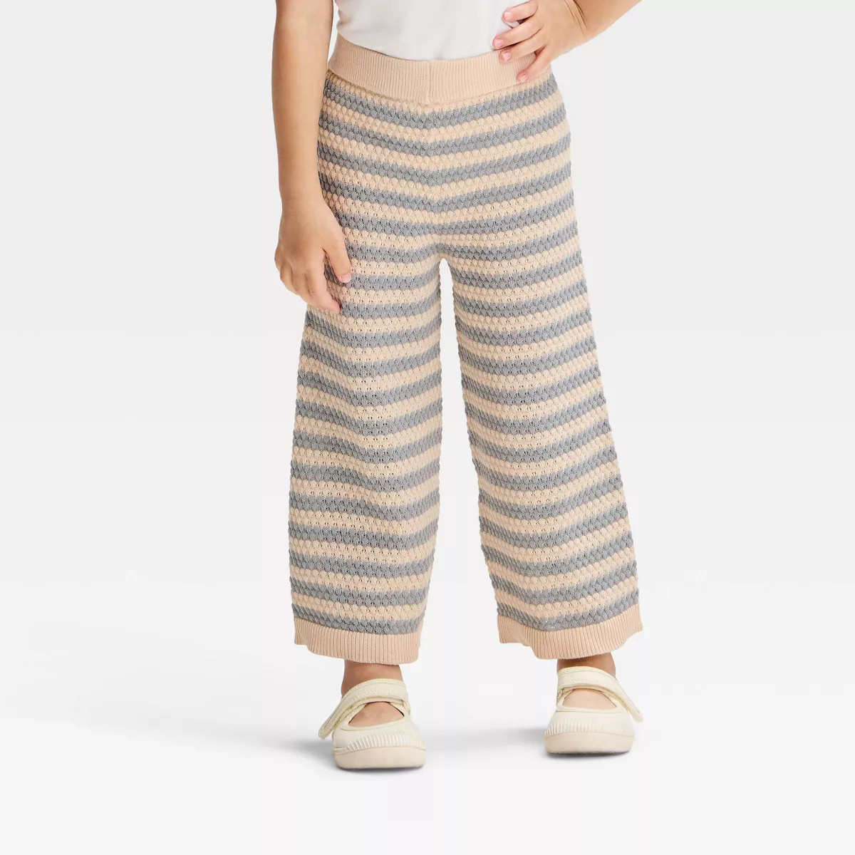 Toddler Girls' 2pc Juniper Shore Striped Honeycomb Sweater Knit Top and Pants Set - Dusty Blue 12... | Target