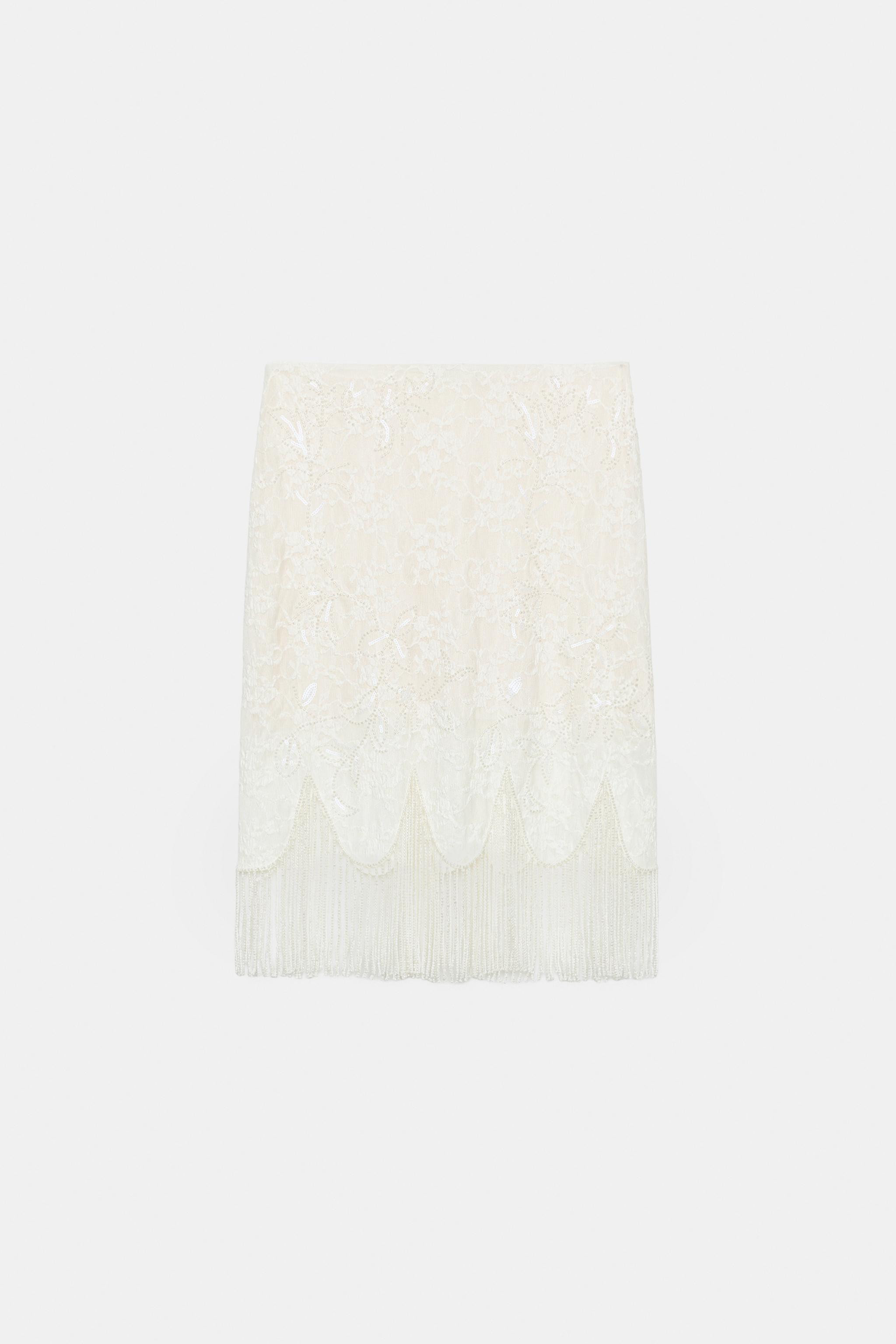 BEADED FRINGE LACE SKIRT | Zara Canada